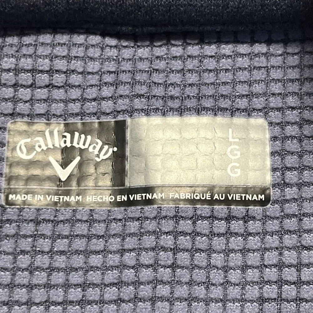 Callaway Golf Shirt Men's LNavy Blue 1/4 Zip Waffle Knit Lined Pullover Casual - Picture 6 of 7
